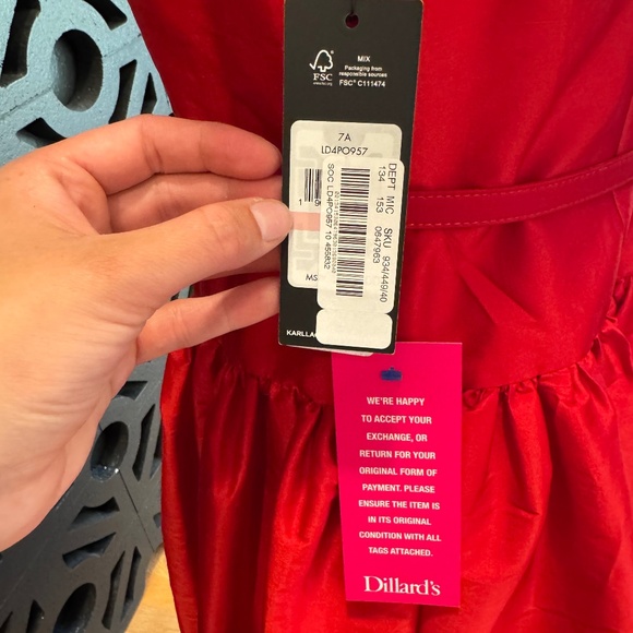 NWT Karl Lagerfeld Paris | Taffeta Drop-Waist Ball Gown - Picture 7 of 14